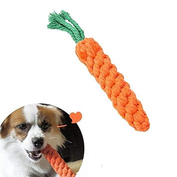 PSK PET MART Cotton Rope Carrot Durable Dog Teeth Cleaning for Pet Bite Toy