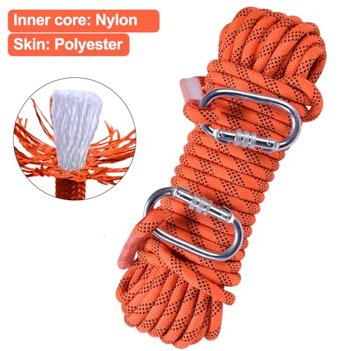 LZ.MZXU Climbing Rope 30M Rope Multifunctional Cord Safety Rope 10mm Emergency Escape Rope Boat Rope With 2 Carabiners Camping Rescue Outdoor Hiking Caving (orange) - Image 4