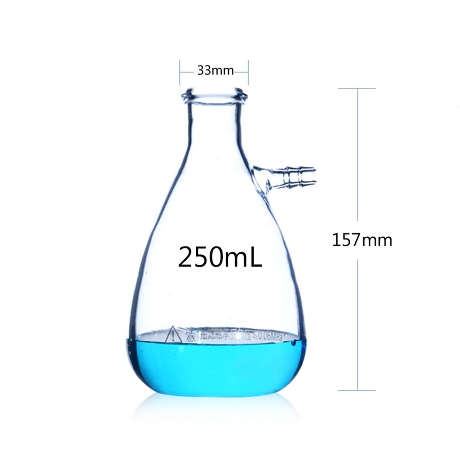 Matraz Erlenmeyer Graduado de Borosilicato, Matraz de filtración de Vidrio de 125 ml a 2000 ml con Tubo Superior Matraz de succión de Laboratorio Cristalería de Laboratorio(1000mL)