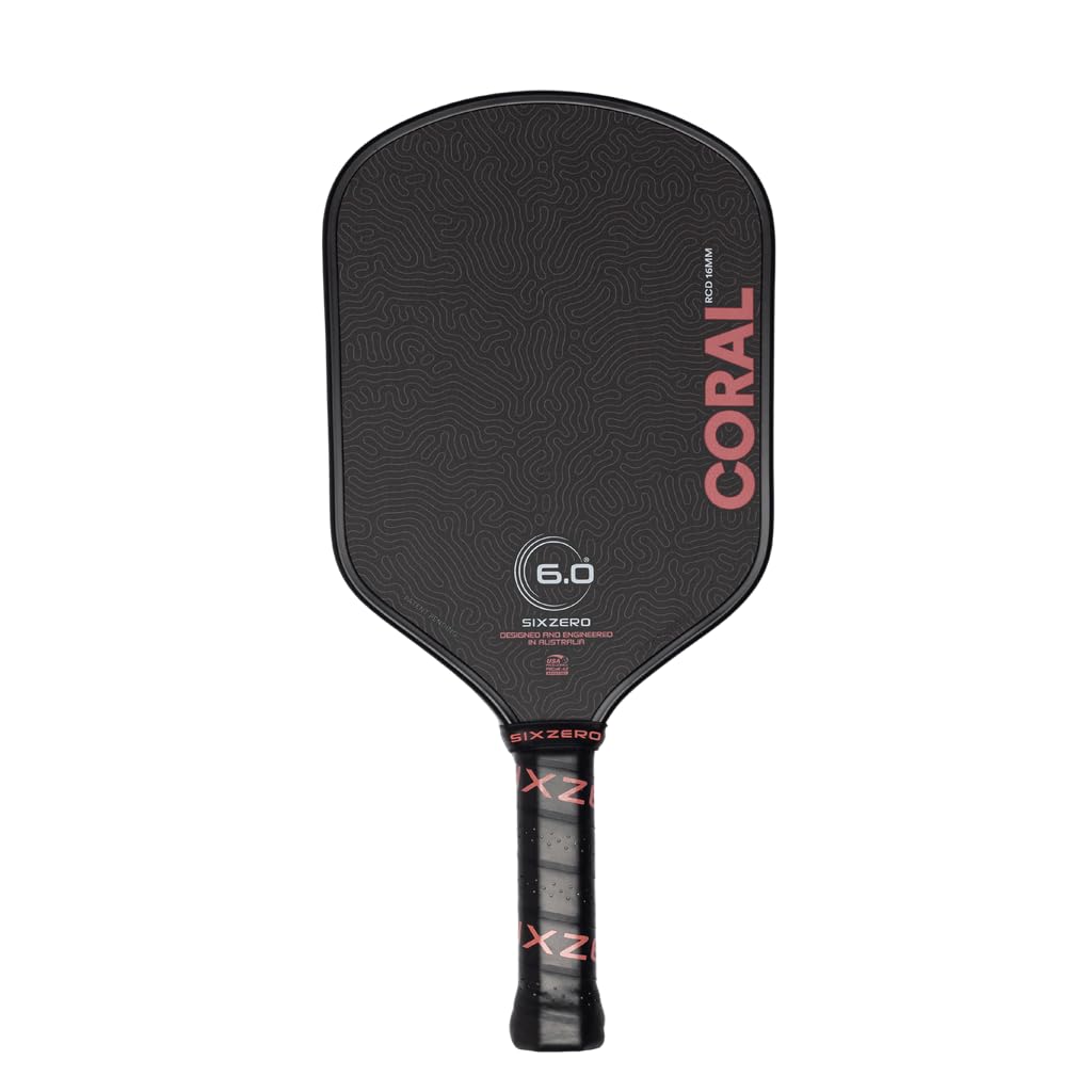 Photo 1 of Six Zero Coral Pickleball Paddle, 16mm Raw Carbon, Black, Hybrid