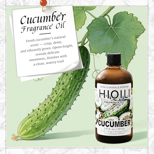 Image of HIQILI Cucumber Fragrance Oil for Diffuser, DIY Soap & Candle - 5.07 Fl Oz | Long-Lasting Fresh Scents for DIY Body Spray, Bath & Skin Products, Pet Safe, Graduated Dropper Included
