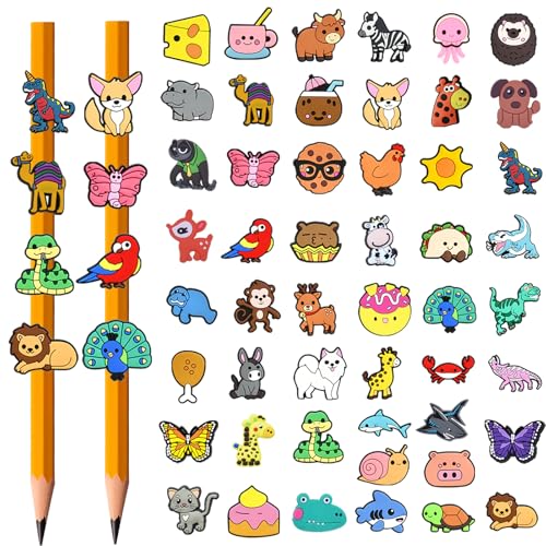 JRONGHE 50PCS Pencil Toppers,Cute Pencil Charms classroom prizes Pencil Decorations for School Supplies, prize box for classroom School Gifts