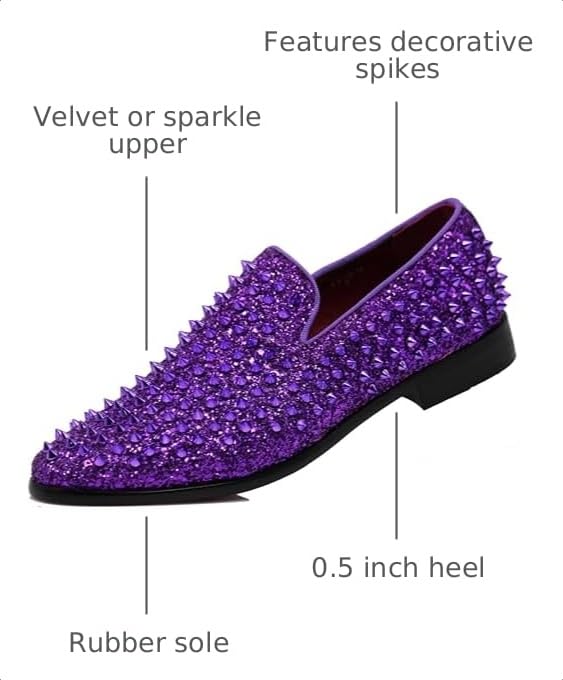 Image of SPK70 Men's Vintage Spike Dress Loafers Slip On Fashion Shoes Classic Tuxedo Dress Shoes