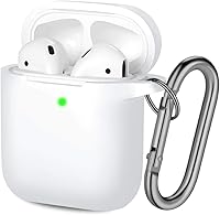 Vista 25 de Hamile Compatible con estuche de AirPods, funda protectora de silicona suave (LED frontal visible) diseñada para AirPods con accesorios de llavero