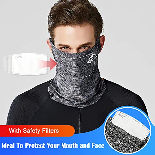 3Pcs Face Scarf Masks Neck Gaiter Bandana with 10Pcs Safety Filters for Outdoor Sports3