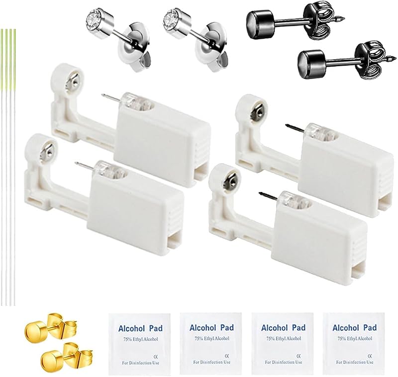 Kit para perfuração de orelha psaakon com 18 peças, modelos Silver216 e Black315