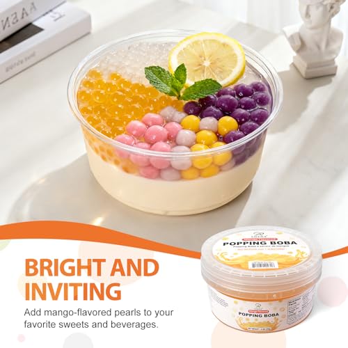 Image of Soeos Mango Popping Boba Pearls, 550g(1.2 lbs)