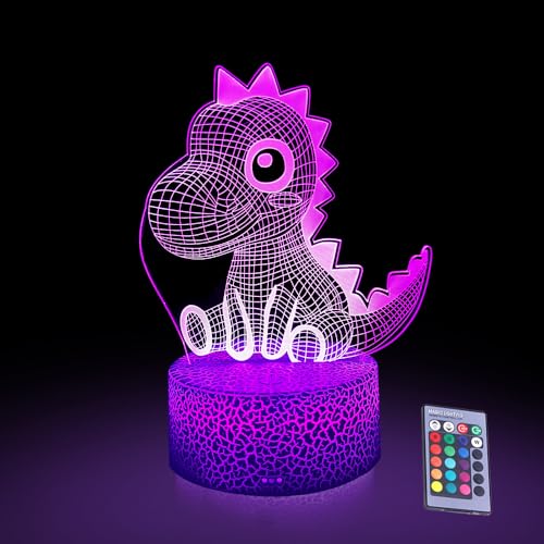 Lámpara de mesa de noche LED 3D dinosaurio con control