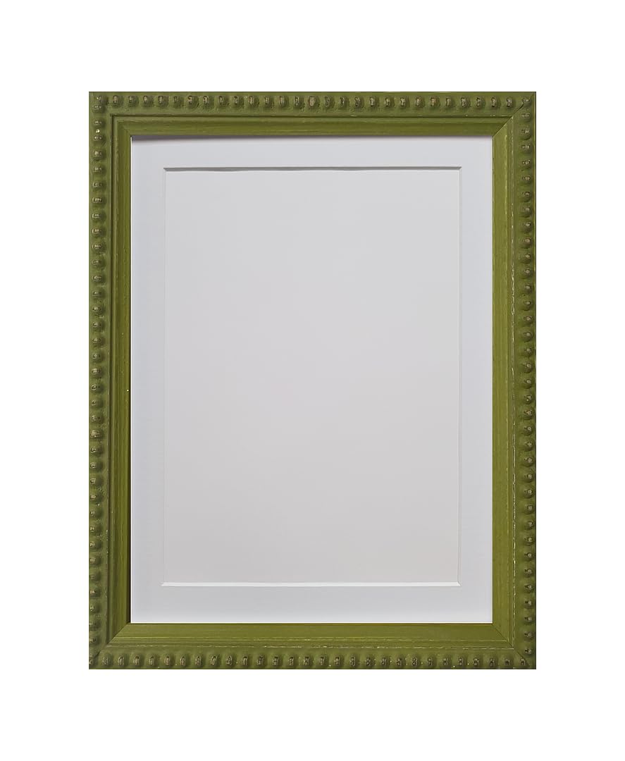 Frames By Post White Mount Crown Olive Green With A3 For Image Size A4