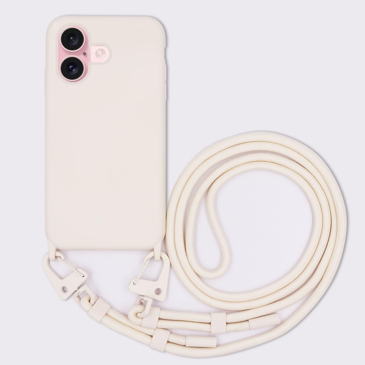 Coque IPhone 16E Avec Cordon Et Anneau Support - Protection Silicone Rose