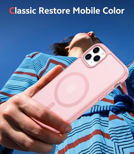 Image of FNTCASE for iPhone 11 Pro Case: Matte Magnetic Phone Cases Compatible with Magsafe Slim Anti Yellowing Military Grade Drop Protection Rugged Shockproof Protective Translucent Cell Cover (C-Pink)