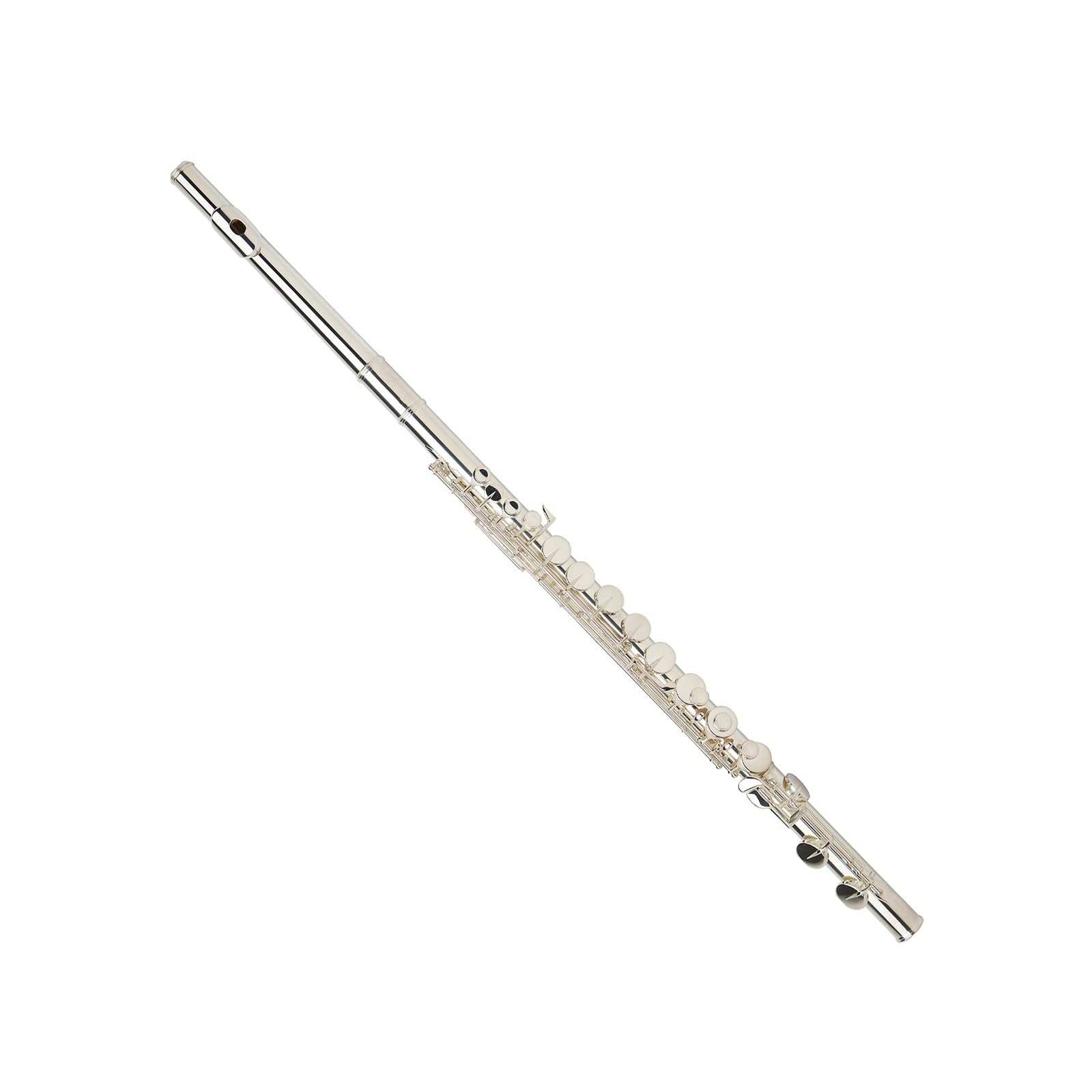 Flet instrument Flet Studencki Z Prostym/zakrzywionym Łbem Nowy Posrebrzany Zespół Szkolny Flet C Tone 16 Klawiszy Zamknięty Otwór Z Etui (Color : Straight)