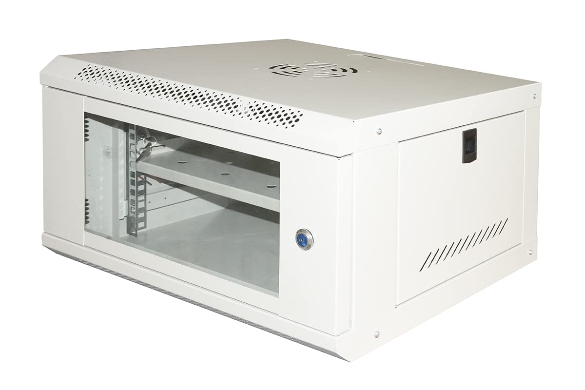 LINK LK1906UL Armario Rack 19" Serie Light con Puerta Cristal Templado y Cierre con Llave Color Gris Dimensiones 53x40x30 cm Estante Incluido Capacidad 6U para instalación en Pared 1 Unidad