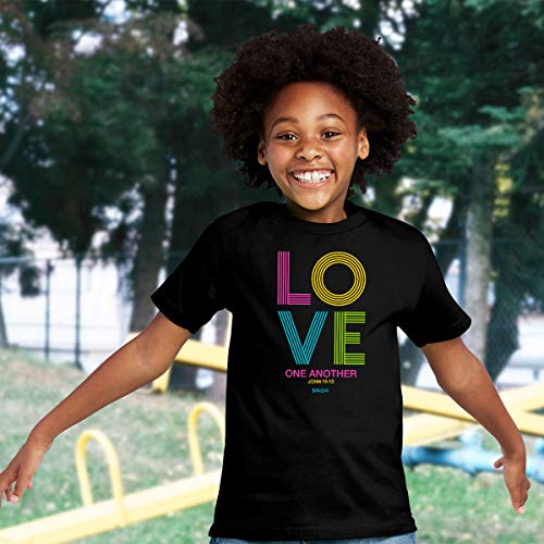 Kerusso Love One Another Stripes Black Cotton Kids' Crew Neck T-Shirt, 4T4