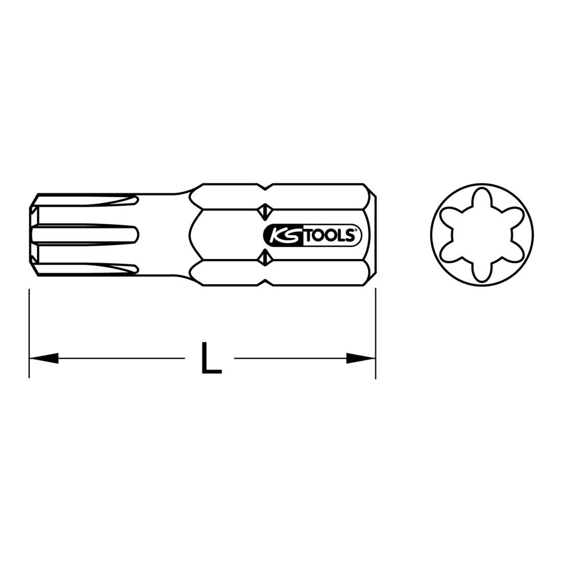 KS Tools 911.2625 Inserto TIN 1/4", 25 Mm, PZ2, Confezione Da 5