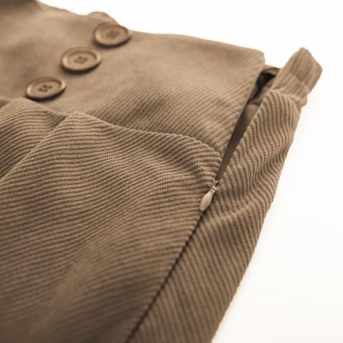 Image of Belle Poque Corduroy Skirt for Women A-Line Flared Swing Skirt Midi High Waist Skirts