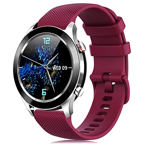 Onedream Correa Compatible para Garmin Vivoactive 4S Vivomove 3S, Pulsera de Repuesto Band Deportivo Correas del Reloj Silicona Accesorios 18mm para Hombre y Mujer, Vino Tinto (Sin Reloj)