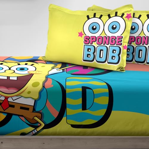 Image of Sassoon Spongebob Squarepants Digital Printed 100% Cotton Bedsheet with 2 Pillow Covers in 300TC