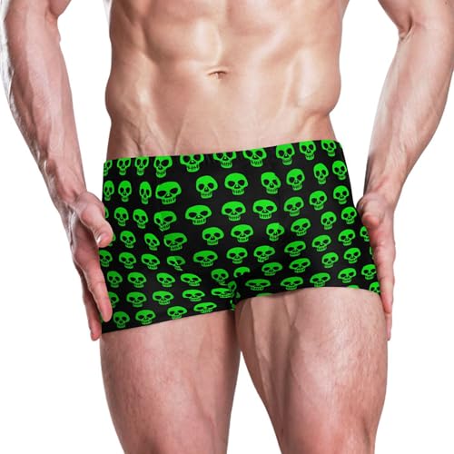 Skull Green Mens Swim Trunk Swimwear Bathing Suit Swim Brief Square Leg Board Short S B04043732