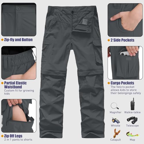 Boys Cargo Pants Kids' Hiking Quick Dry Lightweight Convertible Youth Waterproof Outdoor Camping Fishing Scout Pants4