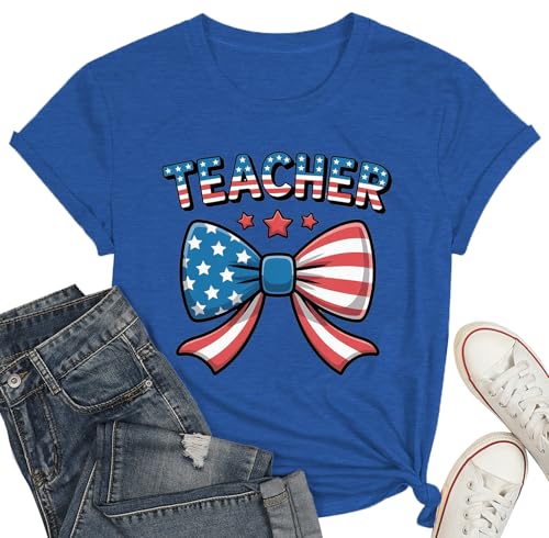Image of 4th of July Bow Tank Top Women-Vintage American Bow Sleeveless Shirt USA Flag Tee Top Patriotic Tank Top
