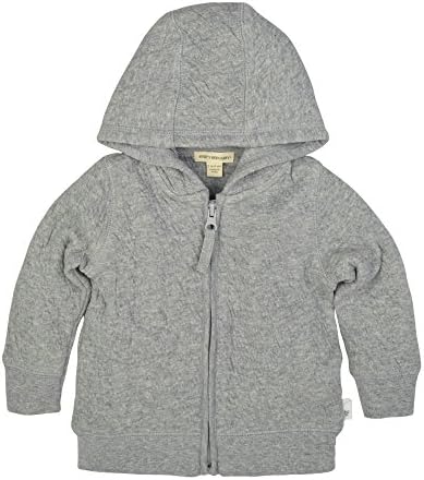 Burt's Bees Baby baby girls Sweatshirts, Lightweight Zip-up Jackets & Coats, Organic Cotton Hooded Sweatshirt, Heather Grey Quilted, 6 Months US