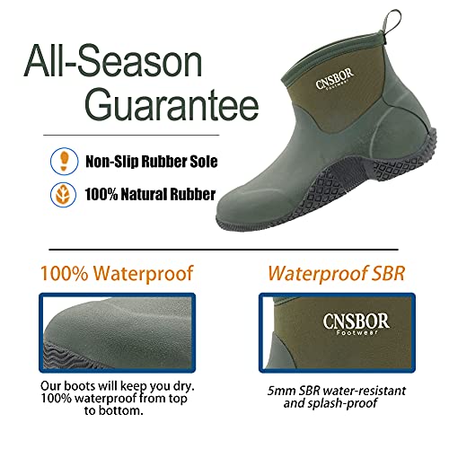 Cnsbor Men's Waterproof Garden Shoes Comfort Outdoor Ankle Rain Work Shoes For Gardening Camping And Yard Work, Green Size 9 #TOP1