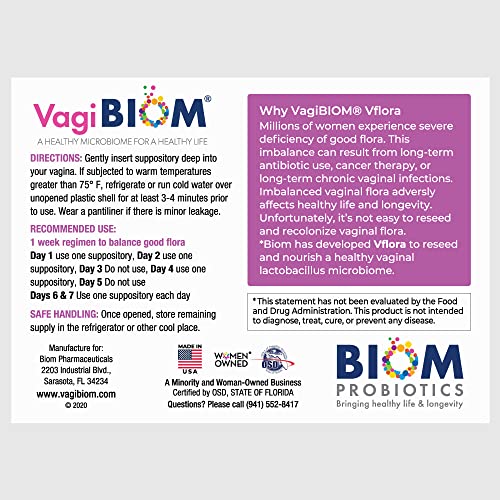 VagiBiom 5-Day Vflora (Lactobacillus crispatus + L. gasseri) to Balance Intimate Flora. Nourish and Nurture Good Flora for Skin Health. Ultra Potent 100% Natural Vegan (5 Suppositories) - Thumbnail 6