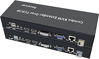 120M HDMI KVM Extender,Multifunctional HDMI/DVI/VGA+USB Fiber Optic Network Cable KVM Extender Support 20KM Fiber Optic Extender Support Standalone Audio USB Keyboard & Mouse Signal Extension 120M