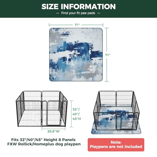 Image of FXW Washable Pee Pads for Dogs, Puppy Pads with Super Absorbent, Specifically Designed for FXW Rollick /Homeplus 32 /40 /45inch 8 Panels Dog Playpen, 71 inch Square, Tie-Dye Blue, 1 Pack