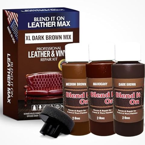 Blend It On Extra Large Leather Repair Kit, 6 Full Ounces for Furniture, Jacket, Sofa, Car Seat, Boots, Easy Instructions to Match Colors, Restore Any Material No Mixing Chart Needed (Bold Browns) Cover
