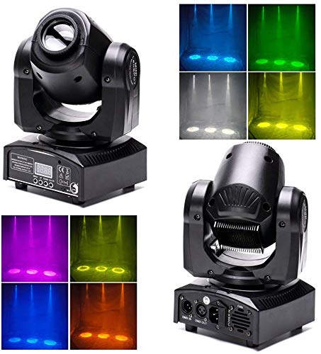 U`King Stage Lights Moving Head Lights 8 Gobos 8 Colors 11 Channels 25W Spotlights DMX 512 with Sound Activated for Wedding DJ Party Stage Lighting 2PCS
