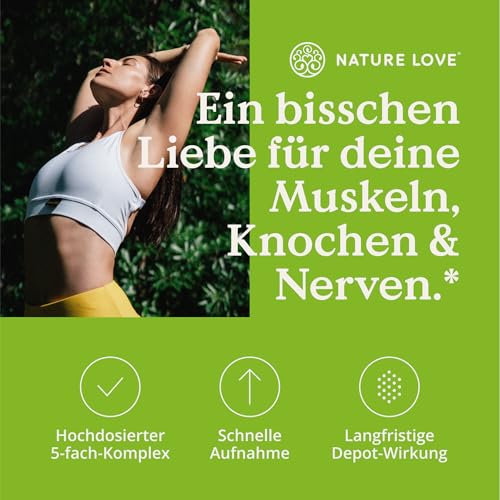 NATURE LOVE® Magnesium Komplex - 180 Kapseln - 400mg elementares Magnesium je Tagesdosis - Magnesiumcitrat, Magnesiumoxid, Magnesiumbisglycinat, Magnesiummalat, Magnesiumscorbat - Vegan, hochdosiert 2