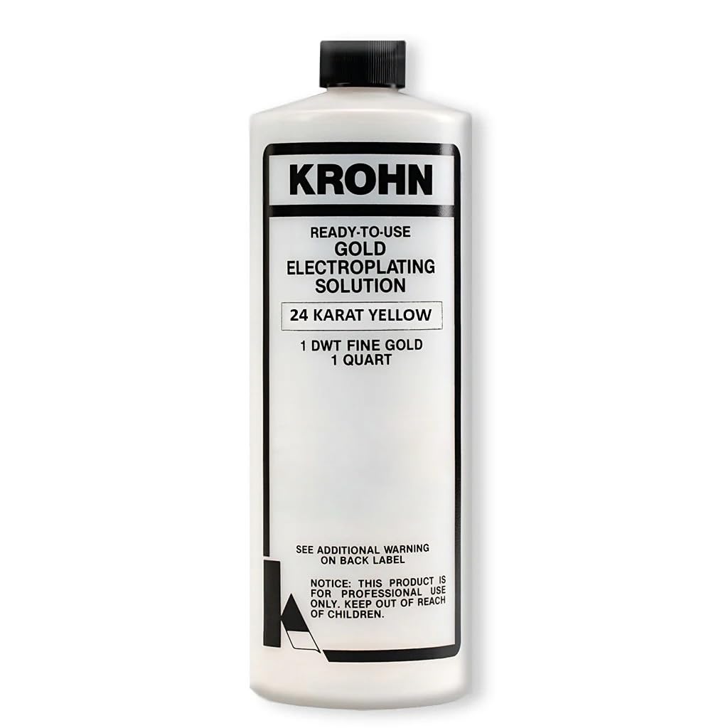 Krohn Ready-To-Use 24k Color Gold Plating Solution for Bath Plating 1 Quart 32 oz