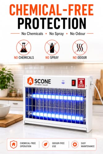 Image of Ascone Flying Insect Killer Machine with 2 UV Tubes | Silent & Chemical-Free Fly Control for Home, Restaurants, Hotels & Offices - White