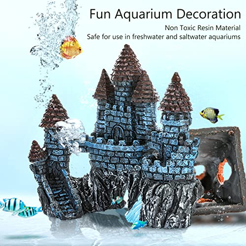 Aquarium Ornament Aquarium Decoration Stone Castle Resin Hide House Fish Tank Aquarium Accessories For Small Turtles Aquarium Castle Decoration Simulation Fish Tank Ornaments Eco Friendly Hideout - Image 4