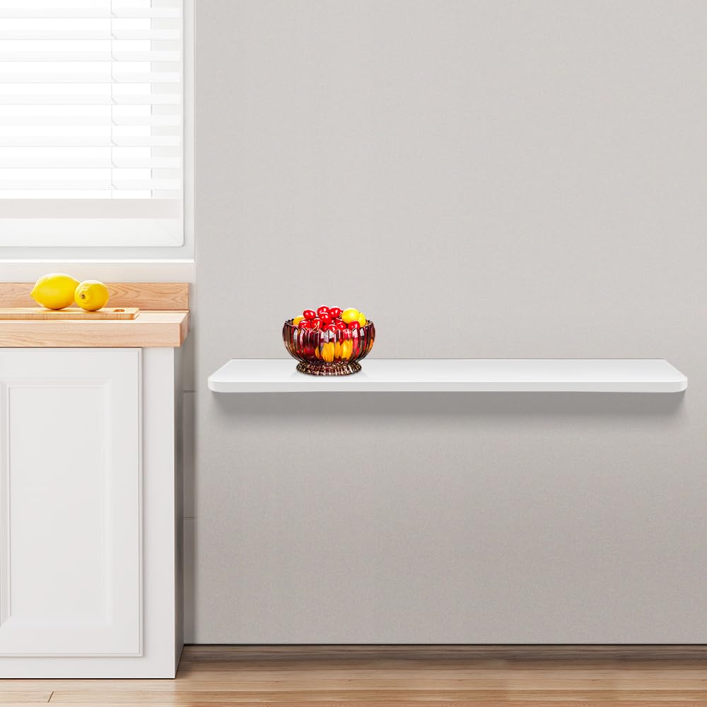 Table Murale Rabattables, Table de Cuisine Pliante, Table de Salle à Manger pour Maison Cuisine, Bureau D'ordinateur Flottant en MDF (80 * 50 * 1.6 cm, Blanc)