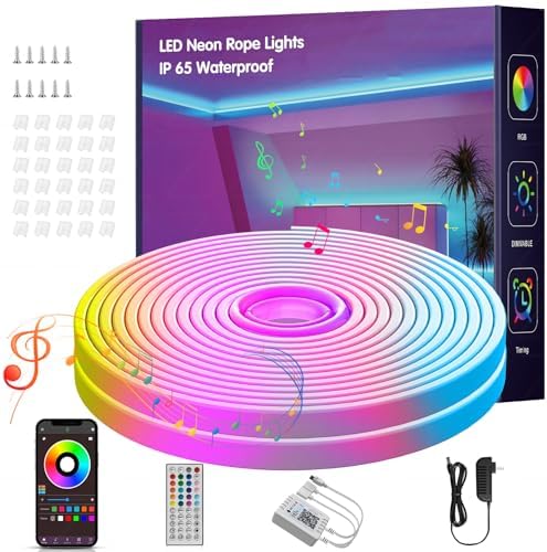 NBBUFF 32.8FT RGB Led Neon Rope Lights Outdoor with Remote & App Control