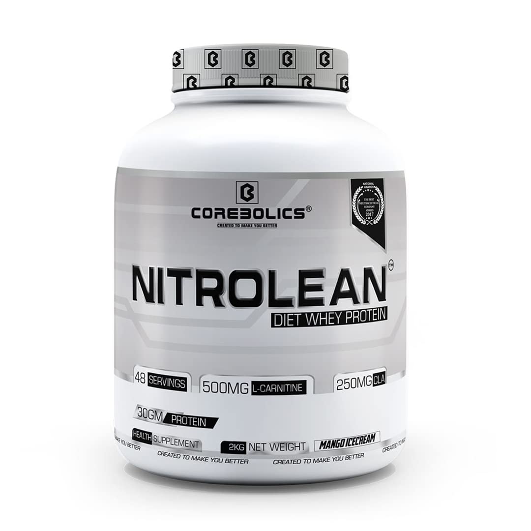 Corebolics Nitrolean Diet Whey Protein | 2kg I 48 Servings I Mango Icecream Flavour