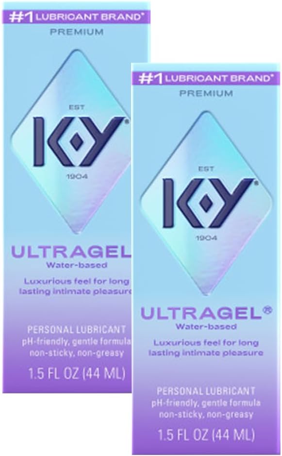 K-Y Ultragel Premium Water-Based Body Friendly Formula 1.5 Fl Oz. Personal Lubricant for Wetter Sex for Men, Women and Couples & Safe to Use with Latex Condoms (2 Pack)