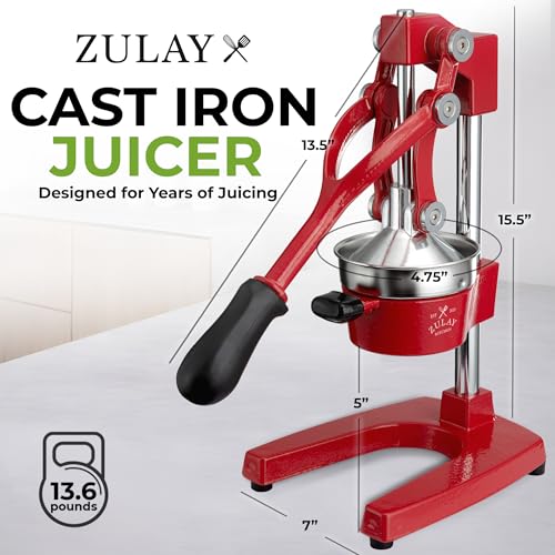 Image of Zulay Kitchen Cast Iron Juicer - Heavy Duty Manual Juicer with Detachable Strainers for Easy Cleaning, Orange Juice Press for Citrus Fruits, Perfect for Bartenders, Juice Lovers & Health Enthusiasts
