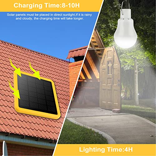 Beinhome Solarlampen für Außen 130Lumen 800mAh mit Solarpanel,Portable Solar LED Glühbirne,3,5m USB Kabel,Campinglampe… – Bild 3