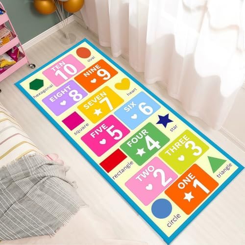 Tapis de marelle pour enfants, tapis de salle de jeux éducatif avec dos antidérapant, parfait pour la chambre à coucher, la crèche et la salle de jeux