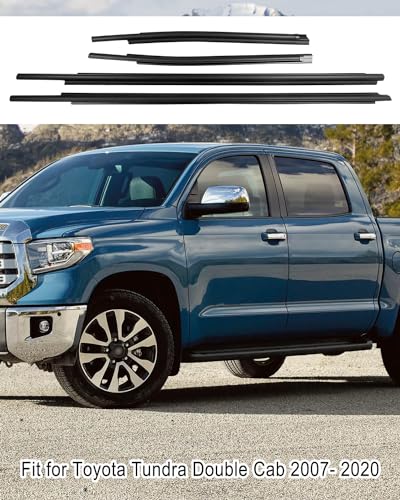 Exterior Window Moulding Trim Seal Weatherstrip Seal Belt Kit Fit for Toyota Tundra Double Cab 2007-2020 Replace 68160-0C020 68210-0C020 68163-0C010 68164-0C010 - Thumbnail 3