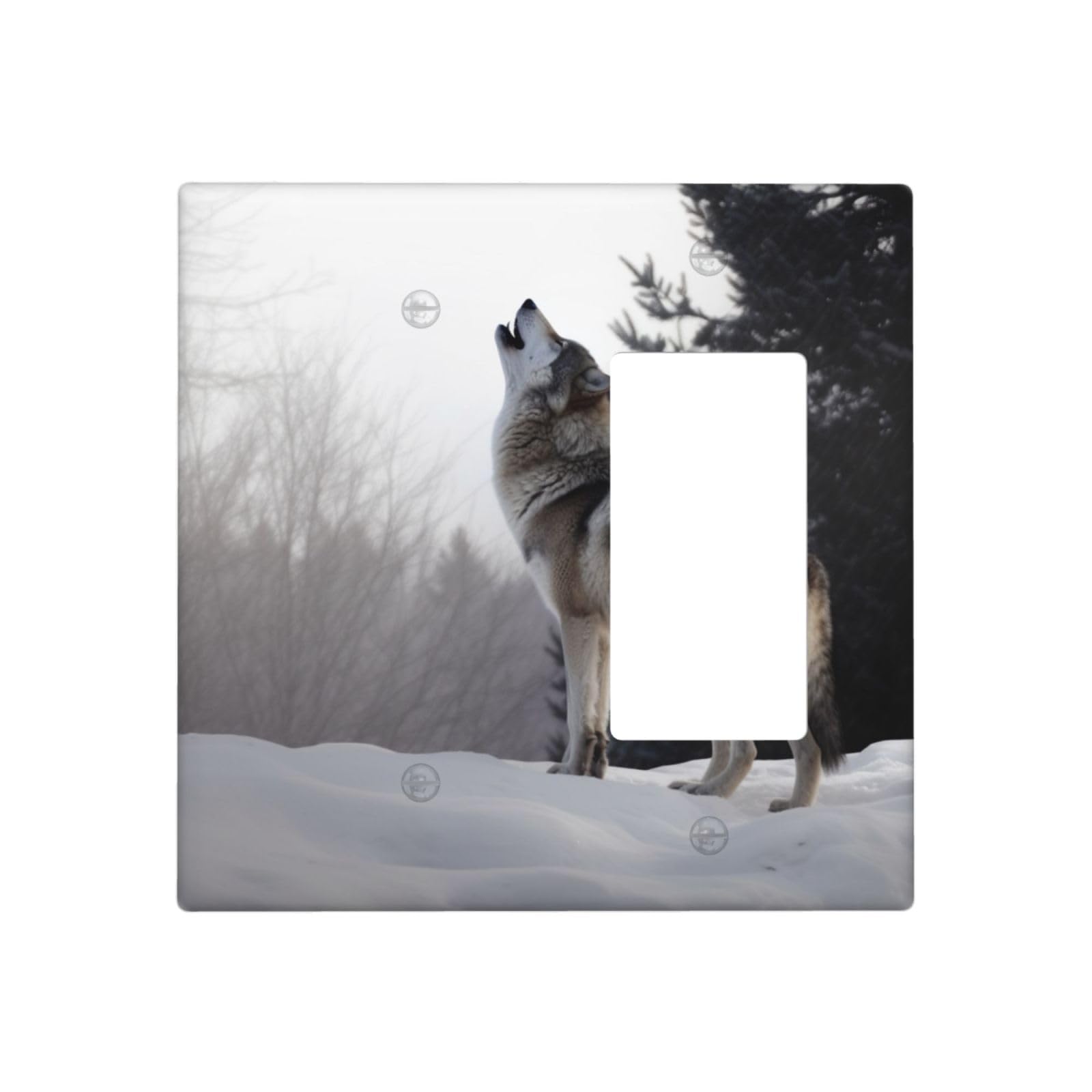 Decorator Wall Plate 2 Gang Light Switch Covers howling wolf Wallplate Double Toggle Switch Plate Mid-size Electrical Outlet Covers Decorative Wall Switch Plate Cover