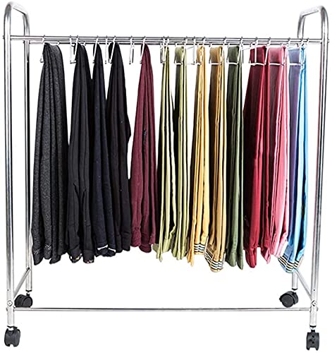 Porte-pantalons à roulettes en acier inoxydable pour gain de place maison