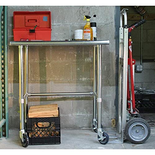 Amgood Stainless Steel Work Table Open Base & Wheels | Work Station | Metal Work Bench (Stainless Steel Work Table Open Base + Casters, 60" Long X 24" Deep) #TOP4