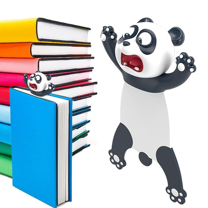 Marcadores de Libro 3D Animal de Dibujos, Marcapáginas de Dibujos Animados de Animales PVC, Marcapáginas de Animales para Libro Regalo para Estudiantes Adolescentes, Oficina Papelería (Panda)