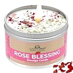 Rose Smudge Candle (6oz) Love and Healing – Energy Cleansing Candle - Real Sage & Essential Oils – Spiritual for Protection, Meditation & Manifestation – Soy-Based - Made in The USA