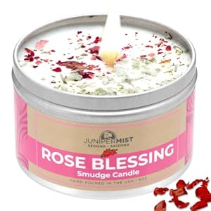 Rose Smudge Candle (6oz) Love and Healing – Energy Cleansing Candle – Real Sage & Essential Oils – Spiritual for Protection, Meditation & Manifestation – Soy-Based – Made in The USA